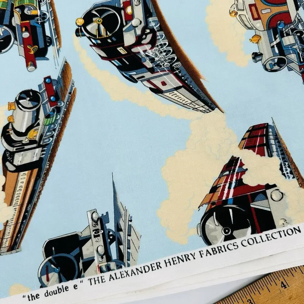 2003 Alexander Henry Fabrics Locomotives Trains 